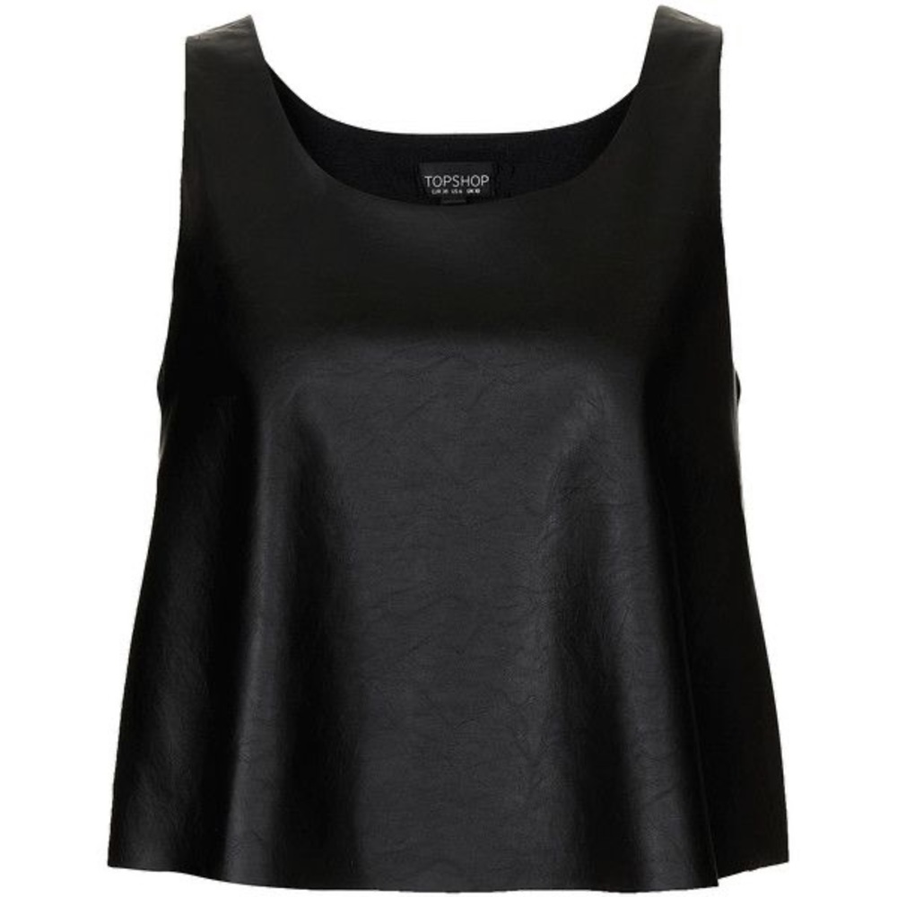 Topshop Tall Black Faux Leather Tank sz 8